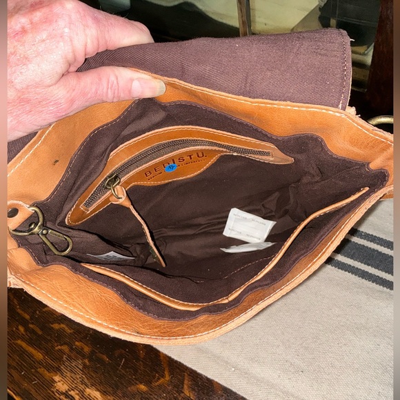 NWT Bed Stu Venice Beach II Patchwork Crossbody Bag Tan Rustic Nectar MSRP $295 - Picture 10 of 13